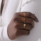Golden Citrine Solitaire Ring