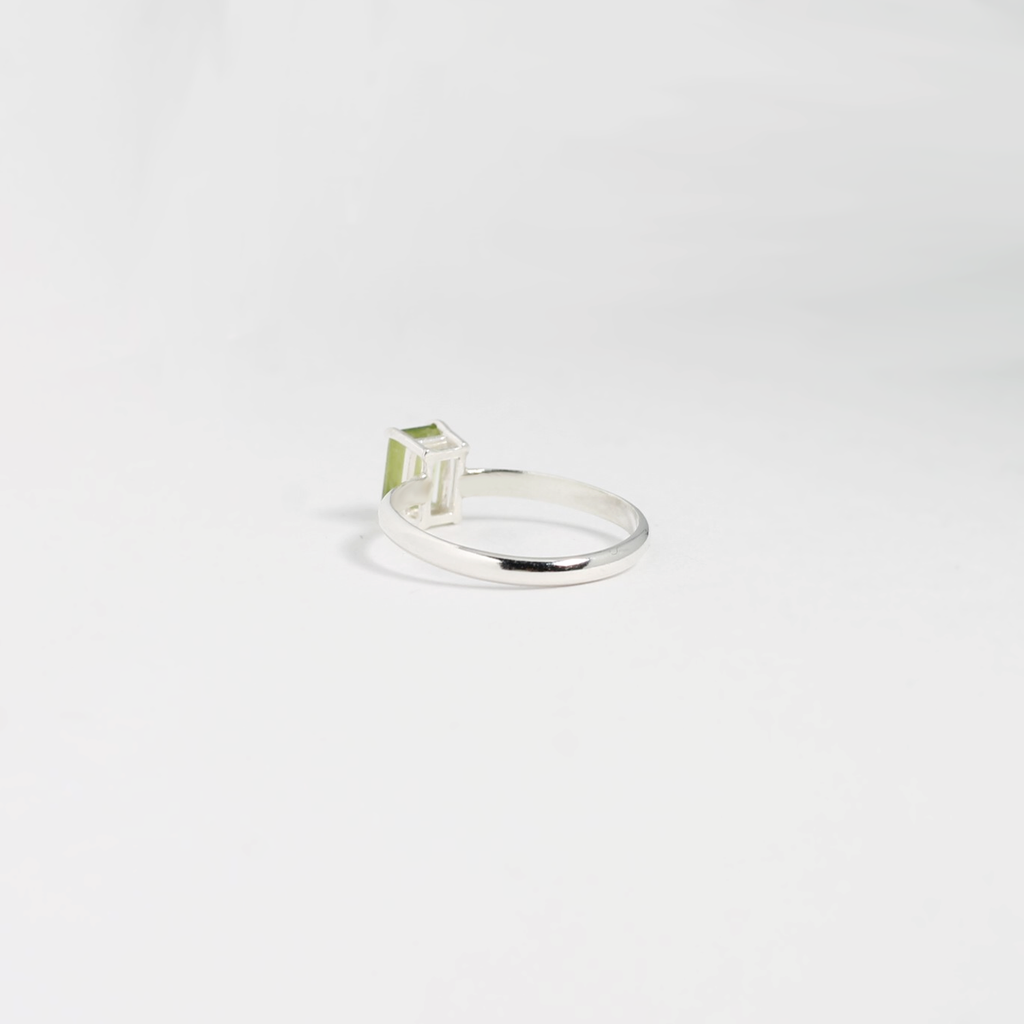 Peridot Solitaire Silver Ring